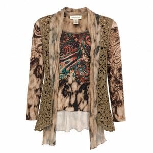Elysee 26 Boho Grunge Crochet Layered Top Womens Size Small Whimsigoth Fairycore